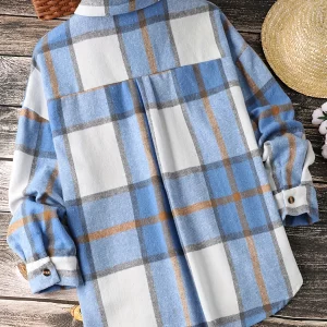 Plaid Print Women's Plus Size Shirt