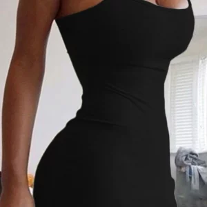 Plus Size Black Bodycon Mini Dress - Sexy Summer Camisole