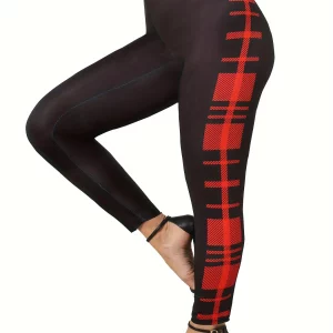 Plus Size Christmas Elk Plaid Print Raglan Sleeve Top & Leggings Set