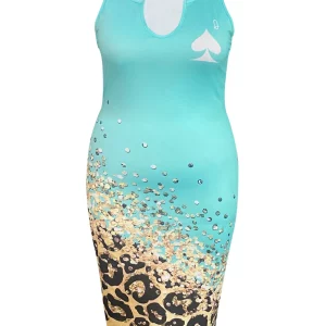 Plus Size Letter Print Bodycon Cami Maxi Dress for Women