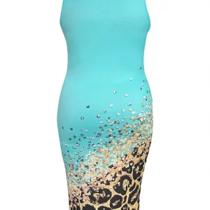 Plus Size Letter Print Bodycon Cami Maxi Dress for Women