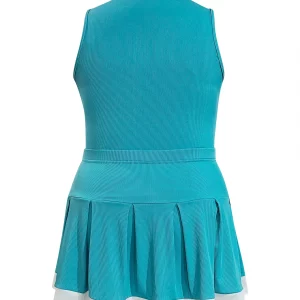 Plus Size Sleeveless Top & Color Contrast Skirt Set