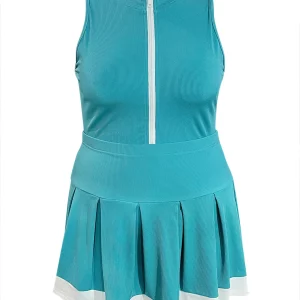 Plus Size Sleeveless Top & Color Contrast Skirt Set