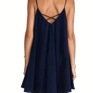 Plus Size Women's Backless Slip Dress - Loose Fit