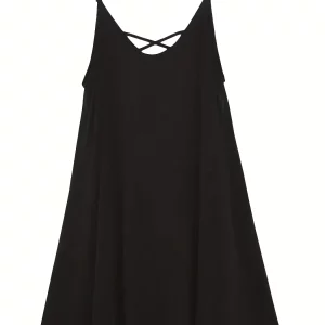 Plus Size Women's Backless Slip Dress