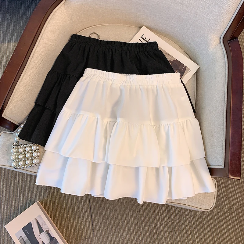 Plus-Size Women's Black & White Layered Summer Skirt