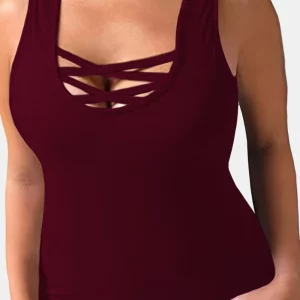 Plus Size Women's Criss Cross Tank Tops | Summer Sleeveless Shirts