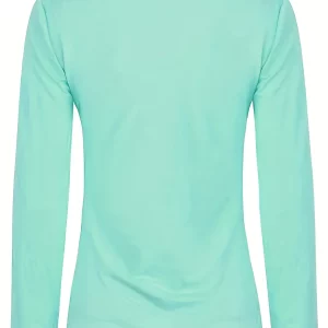 Plus Size Women's Deep V-Neck Long Sleeve Solid Color Slim Fit T-Shirt