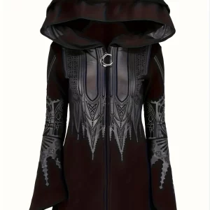 Plus Size Women's Gothic Irregular Long Sleeve Hoodie