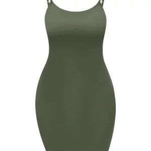 Plus Size Women's Solid Color Body-Con Cami Dress