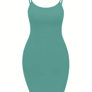 Plus Size Women's Solid Color Body-Con Cami Dress