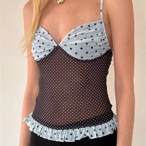 Polka Dot Print Tank Top | Y2K Streetwear | Women's Fashion | Sleeveless Crop Top