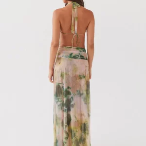 Printed Backless Halter Dress | Sleeveless Deep V-neck Lace Up | Women's Summer Party Beach Dress