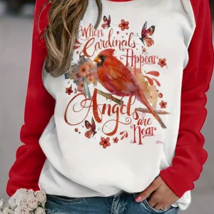 Red & White Plus Size Women's Color Print Hoodie