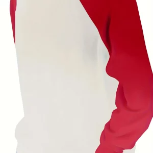 Red & White Plus Size Women's Color Print Hoodie