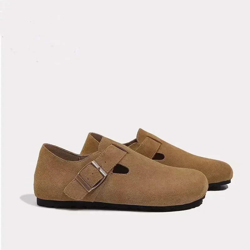 Retro Buckle Slip-On Women's Flat Shoes - High Quality