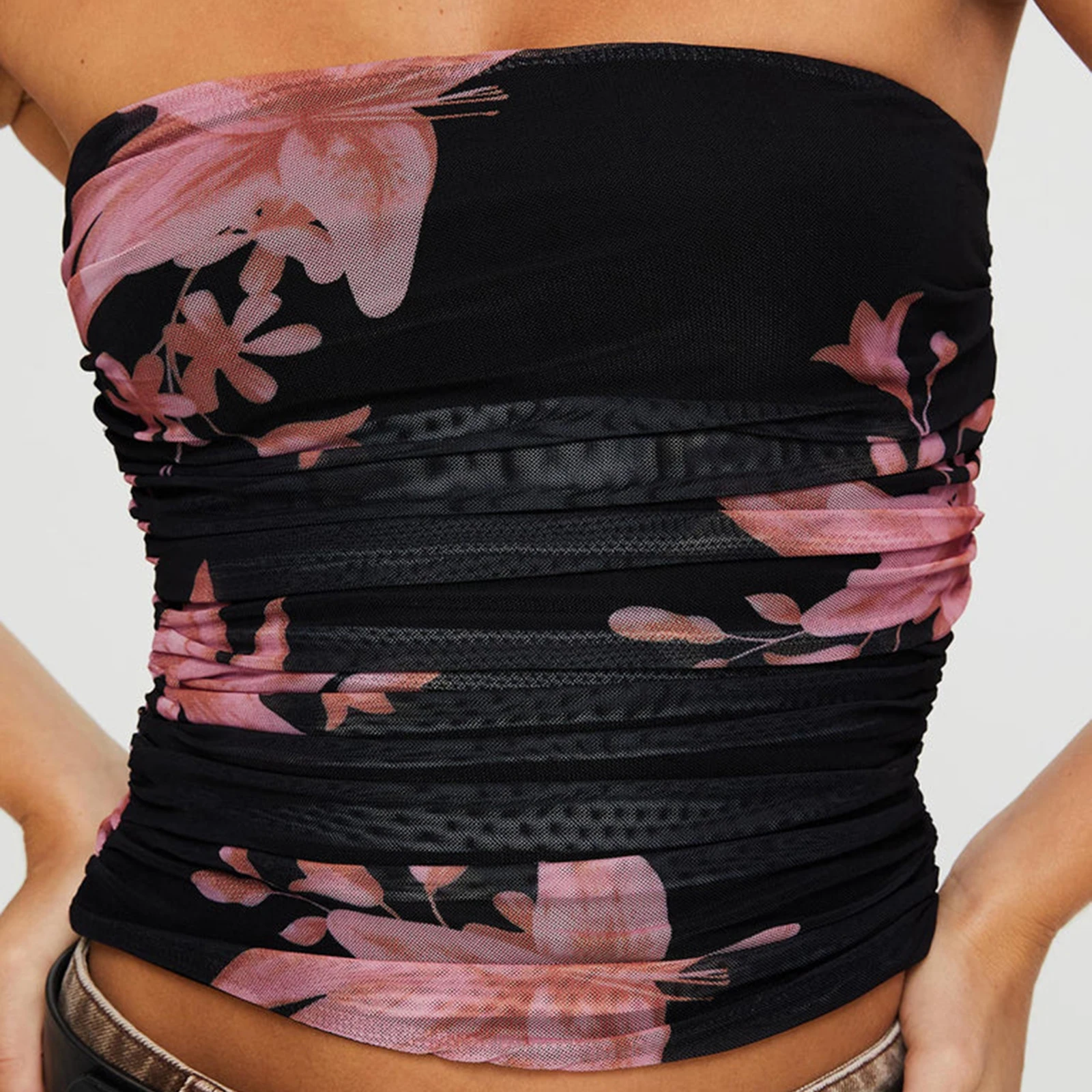 Retro Floral Print Tube Top for Women - Strapless Summer Bandeau