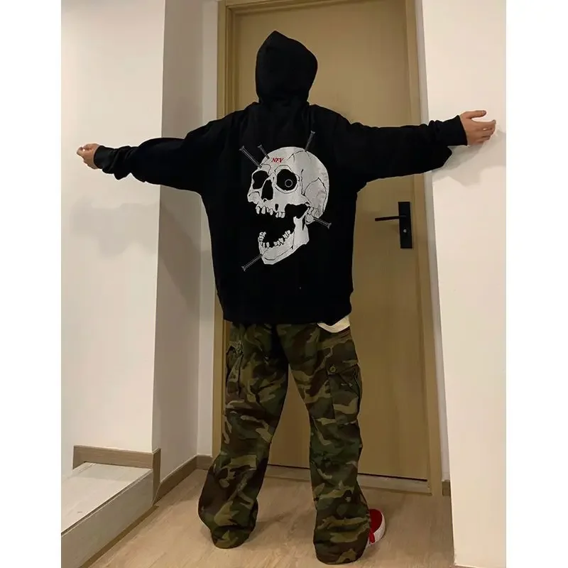 Retro Skeleton Print Men's Hoodie - Trendy Fall/Winter Style