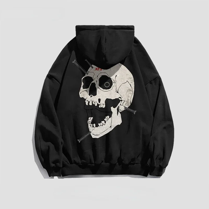 Retro Skeleton Print Men's Hoodie - Trendy Fall/Winter Style