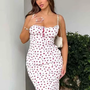 Rose Print Maxi Dress: Summer Hipster Bandage Bodycon