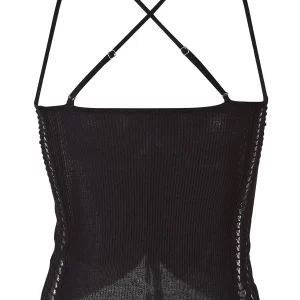 Ruched Crop Cami Tops with Drawstring Detail