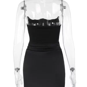 Satin Splice Strapless Black Dress | Women's Sexy Body-Shaping Mini Dress for Party Clubwear