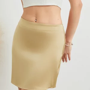 Satin Wrap Bodycon Mini Skirt for Women | Spring/Summer Solid Color | Back Zip | Mid Waist | Party/