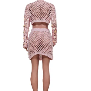 Sequin Beach Skirt Set Pink Outfit | Glitter Cover-Up