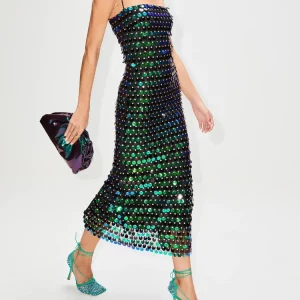 Sequin Suspender Dress: Elegant Backless Sleeveless Evening Wear