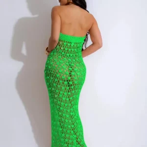 Sequins Cutout Maxi Dress: Sexy Backless Bodycon for 2024 Summer Beachwear