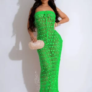 Sequins Cutout Maxi Dress: Sexy Backless Bodycon for 2024 Summer Beachwear