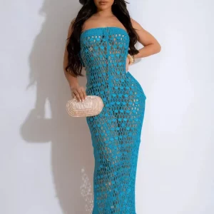 Sequins Cutout Maxi Dress: Sexy Backless Bodycon for 2024 Summer Beachwear