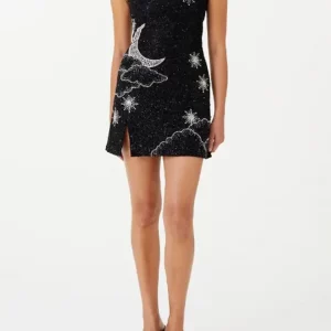 Sequins Print Suspender Mini Dress | Sleeveless A-line Vestidos | Elegant Party Club Evening Wear