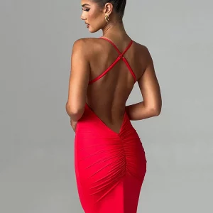 Sexy Backless Maxi Dress for Women | Sleeveless Bodycon Club Party Dress