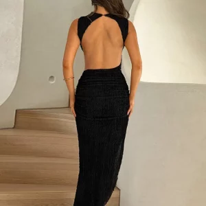 Sexy Backless Maxi Dress Women's Sleeveless Bodycon Tank Dress