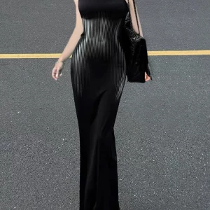 Sexy Black 3D Print Spaghetti Strap Night Dress for Women