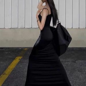 Sexy Black 3D Print Spaghetti Strap Night Dress for Women