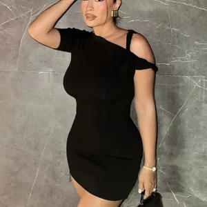 Sexy Oblique Shoulder Mini Dress for Women | Body-Shaping Robe | 2024 Summer Night Clubwear