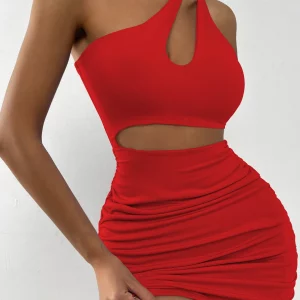 Sexy One Shoulder Mini Dress Women Party Nightclub Outfit