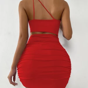 Sexy One Shoulder Mini Dress Women Party Nightclub Outfit