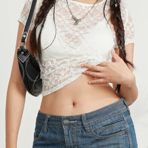 Sheer Lace Crop Top: Women's Sexy Summer Fashion