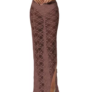 Sheer Lace Long Skirt | Women's Summer Fashion 2024 | Thigh Slit Cover-up