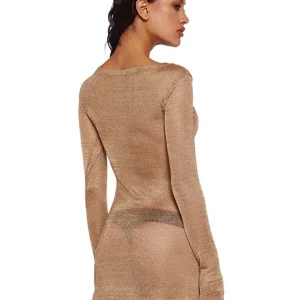 Sheer Sexy Beach Dress Women Y2k Bodycon Long Sleeve O-Neck Cover Up