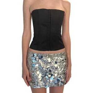 Shiny Sequin Mini A-line Skirt for Women, Summer Casual Beach Club Streetwear