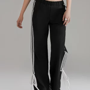 Side Bow Bandage Loose Sweatpants | Women's Spring/Summer Mid Elastic Waist Baggy Trousers