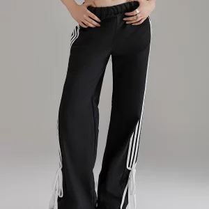 Side Bow Bandage Loose Sweatpants | Women's Spring/Summer Mid Elastic Waist Baggy Trousers