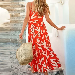 Sleeveless Backless A-Line Dress 2024 Fashion Summer Pleated Beach Casual Women's Vestidos