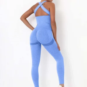 Sleeveless High Waist Hip Lifting Jumpsuit - Women's Casual Trousers