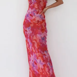 Sleeveless Print Maxi Dress Women Chiffon Backless