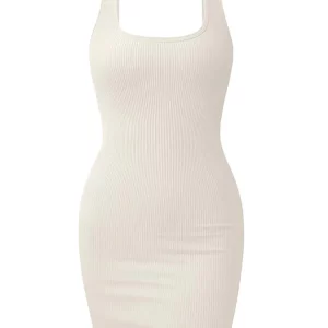 Solid Round Neck Tank Top Dress - 2024 Sexy Wrap Style